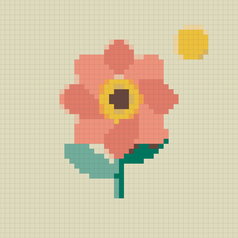 The sample converted into a 48 × 48 Artkal bead pattern with 11 colors