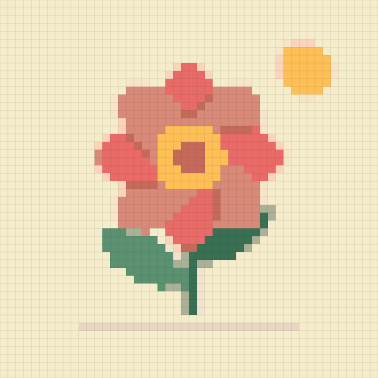 The sample converted into a 48 × 48 cross stitch pattern with 12 colors