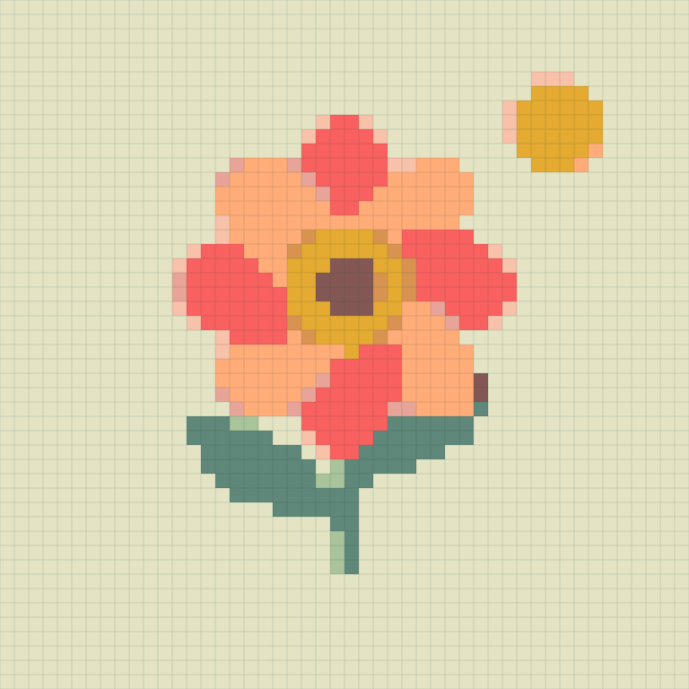 The sample converted into a 48 × 48 Hama bead pattern with 10 colors