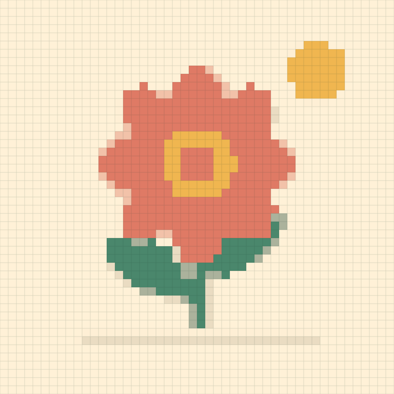 The sample converted into a 48 × 48 pixel art with 8 colors
